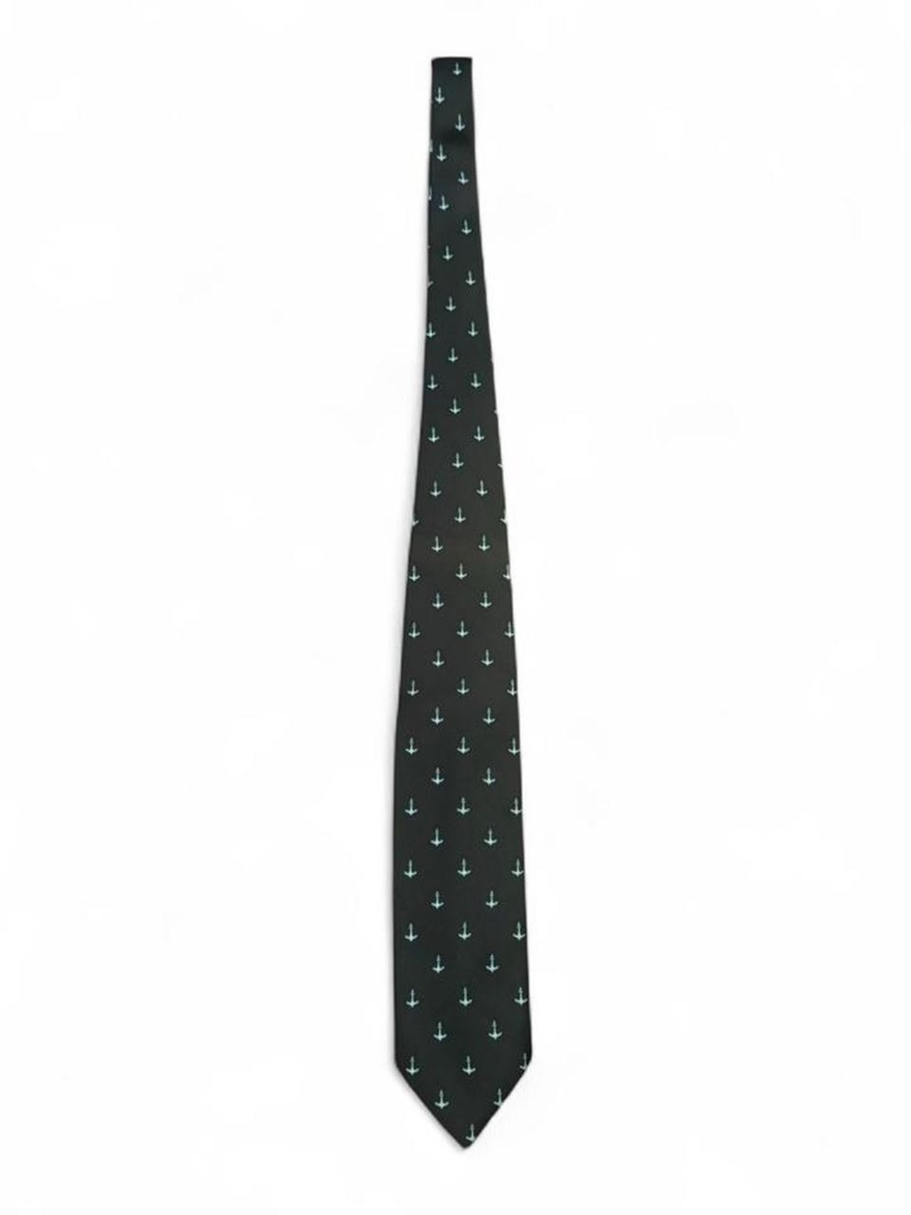 VTG Abercrombie & Fitch Vintage All Silk Anchor Print Neck tie Brown Italy Made